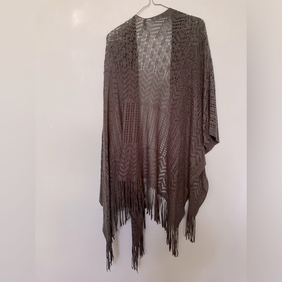 Accessories - Dark gray shawl knit kimono